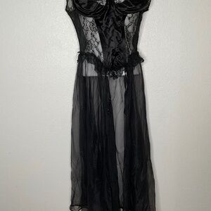 Vintage Faris Intimates satin and sheer lace slip dress or babydoll chemise